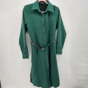 Current air houndstooth belted shirt dress Green and Black Houndstooth Medium